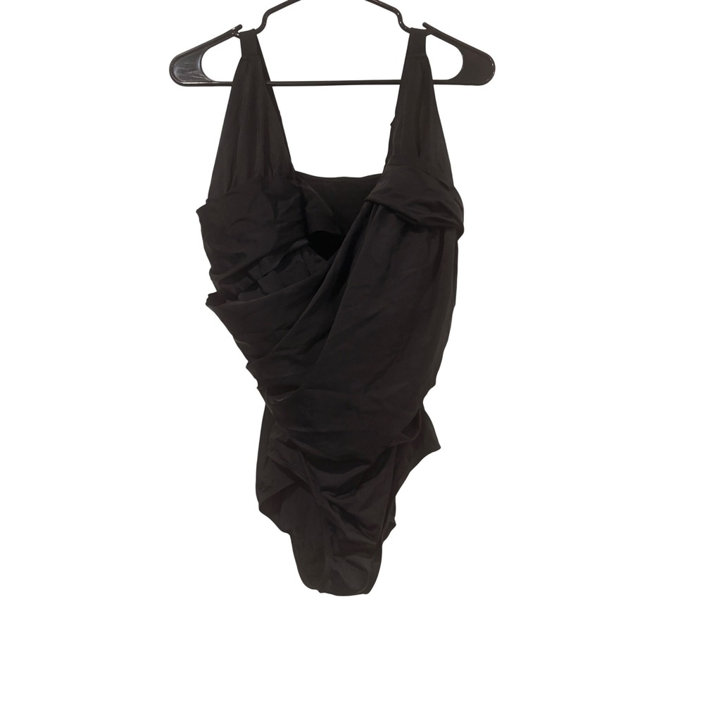 Swimsuits For All Black Draped One Piece Swimsuit Plus Size 18 NWT